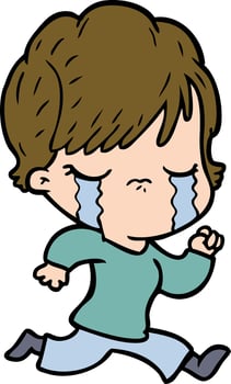 cartoon woman crying vector