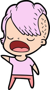 cartoon cool hipster girl talking vector