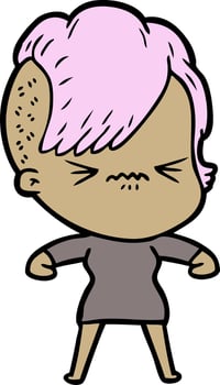 cartoon annoyed hipster girl vector