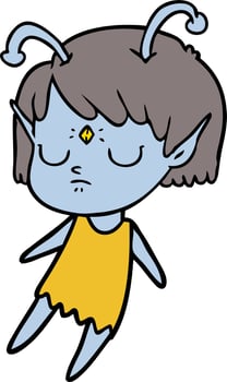 cartoon alien girl vector