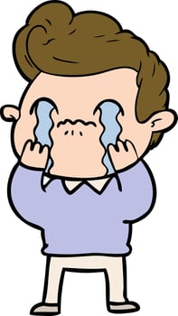 cartoon man crying vector