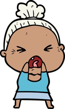 cartoon angry old woman vector
