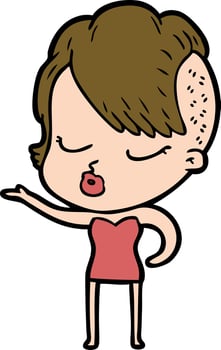 cartoon pretty hipster girl vector