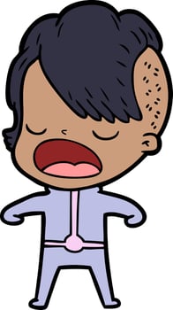 cartoon cool hipster girl talking vector