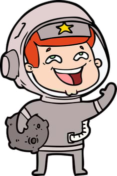 cartoon laughing astronaut vector