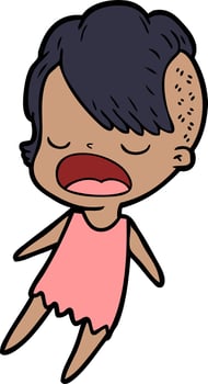 cartoon cool hipster girl talking vector