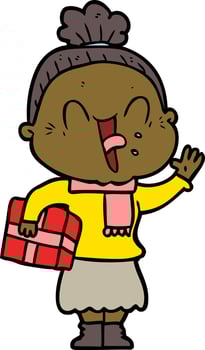 cartoon happy old woman vector