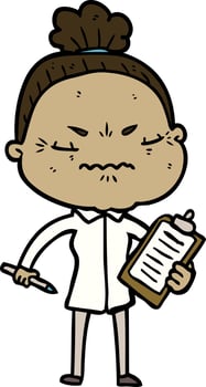 cartoon annoyed old lady vector
