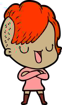 cute cartoon girl with hipster haircut vector