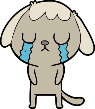 cute cartoon dog crying vector