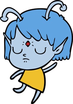 cartoon alien girl vector