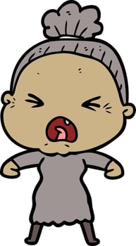 cartoon angry old woman vector