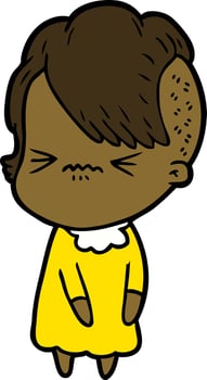 cartoon annoyed hipster girl vector