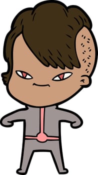 cute cartoon girl with hipster haircut vector