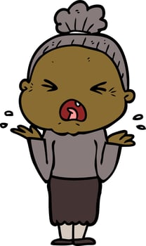 cartoon angry old woman vector