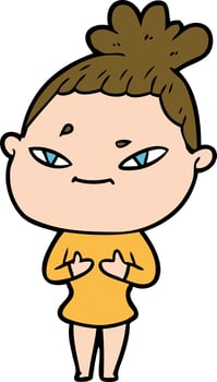 cartoon doodle character woman vector