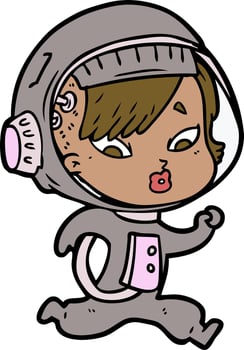 cartoon astronaut woman vector