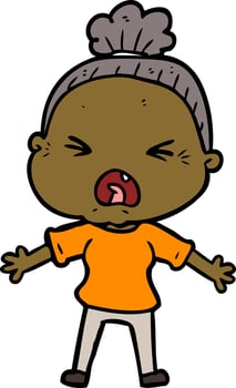 cartoon angry old woman vector