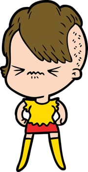 cartoon annoyed hipster girl vector
