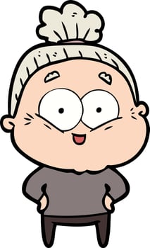 cartoon happy old woman vector