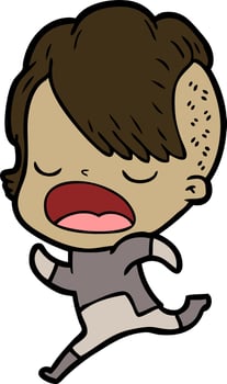 cartoon cool hipster girl talking vector