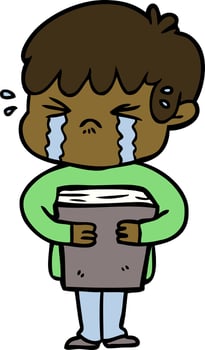cartoon boy crying vector