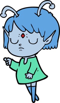 cartoon alien girl vector