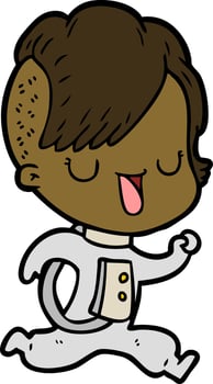 cartoon astronaut girl with hipster hair vector
