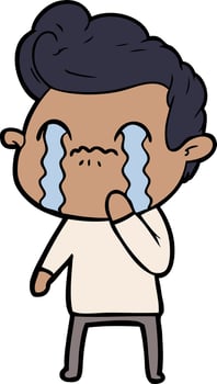 cartoon man crying vector