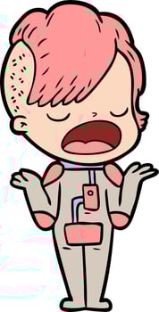 cartoon cool hipster girl in space suit vector