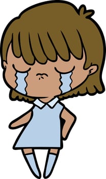 cartoon woman crying vector