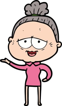 cartoon happy old lady vector