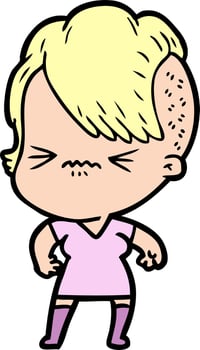 cartoon annoyed hipster girl vector