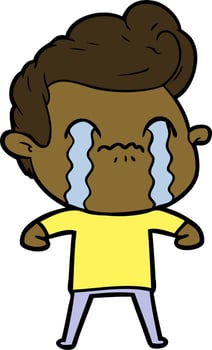 cartoon man crying vector