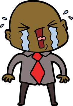 cartoon crying bald man vector