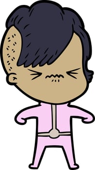 annoyed girl in futuristic clothes vector