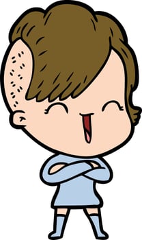 cartoon happy hipster girl vector