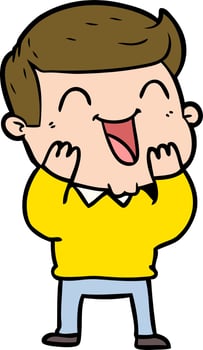 cartoon man laughing vector