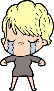 cartoon woman crying vector