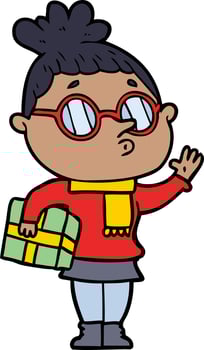 cartoon woman wearing glasses vector