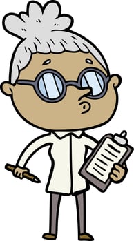 cartoon woman wearing glasses vector