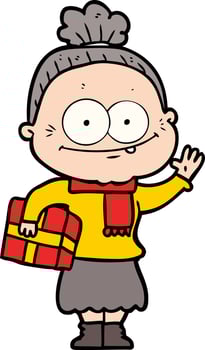 cartoon happy old woman vector