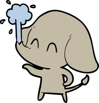 cute cartoon elephant spouting water vector