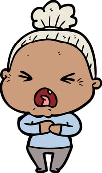 cartoon angry old woman vector