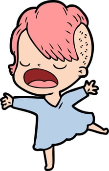 cartoon cool hipster girl talking vector