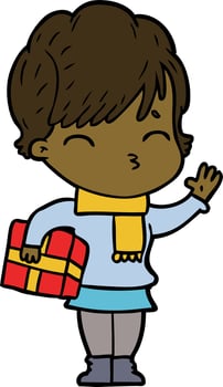 cartoon woman thinking vector