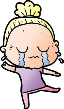 cartoon crying old lady vector
