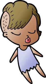 cartoon pretty hipster girl vector