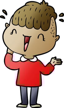 cartoon happy boy surprised vector