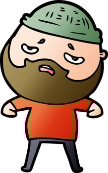 cartoon worried man with beard vector